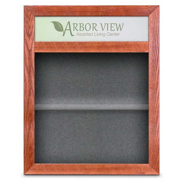 Outdoor Enclosed Combo Board, 42"x32", Satin Frame/White Porc & Pearl
